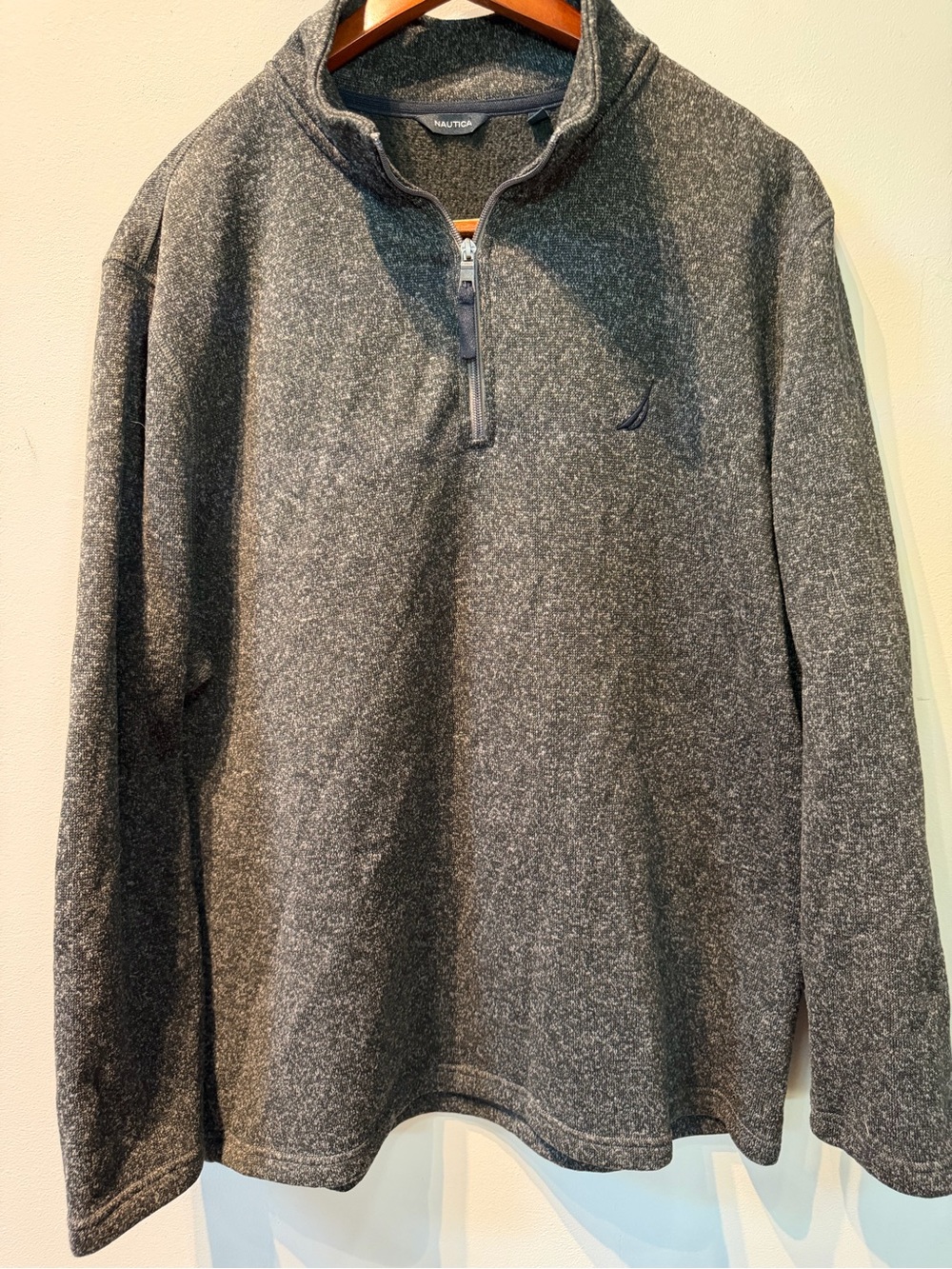 Nautica Men's Dark Gray Heather Quarter-Zip Sweater